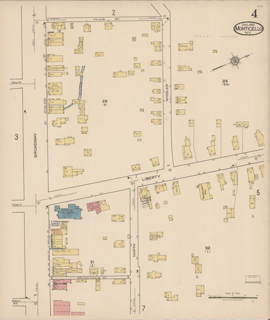 Sanborn Fire Insurance Map from Monticello, Sullivan County, New York (1921), Sheet #0004 - Historic Sanborn Fire Insurance Map Print, vintage old map wall art, antique decor, genealogy gift, New York New York map