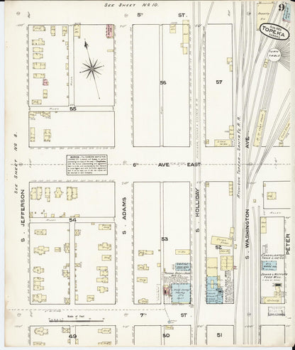 Sanborn Fire Insurance Map from Topeka, Shawnee County, Kansas (1883), Sheet #0009 - Complete Map Set gallery image, historic Sanborn map, vintage wall art, Kansas Kansas