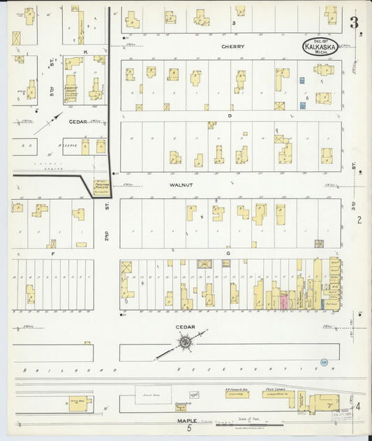 Sanborn Fire Insurance Map from Kalkaska, Kalkaska County, Michigan (1917), Sheet #0003 - Historic Sanborn Fire Insurance Map Print, vintage old map wall art, antique decor, genealogy gift, Michigan Michigan map