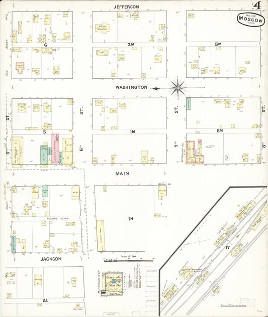 Sanborn Fire Insurance Map from Moscow, Latah County, Idaho (1891), Sheet #0004 - Historic Sanborn Fire Insurance Map Print, vintage old map wall art, antique decor, genealogy gift, Idaho Idaho map