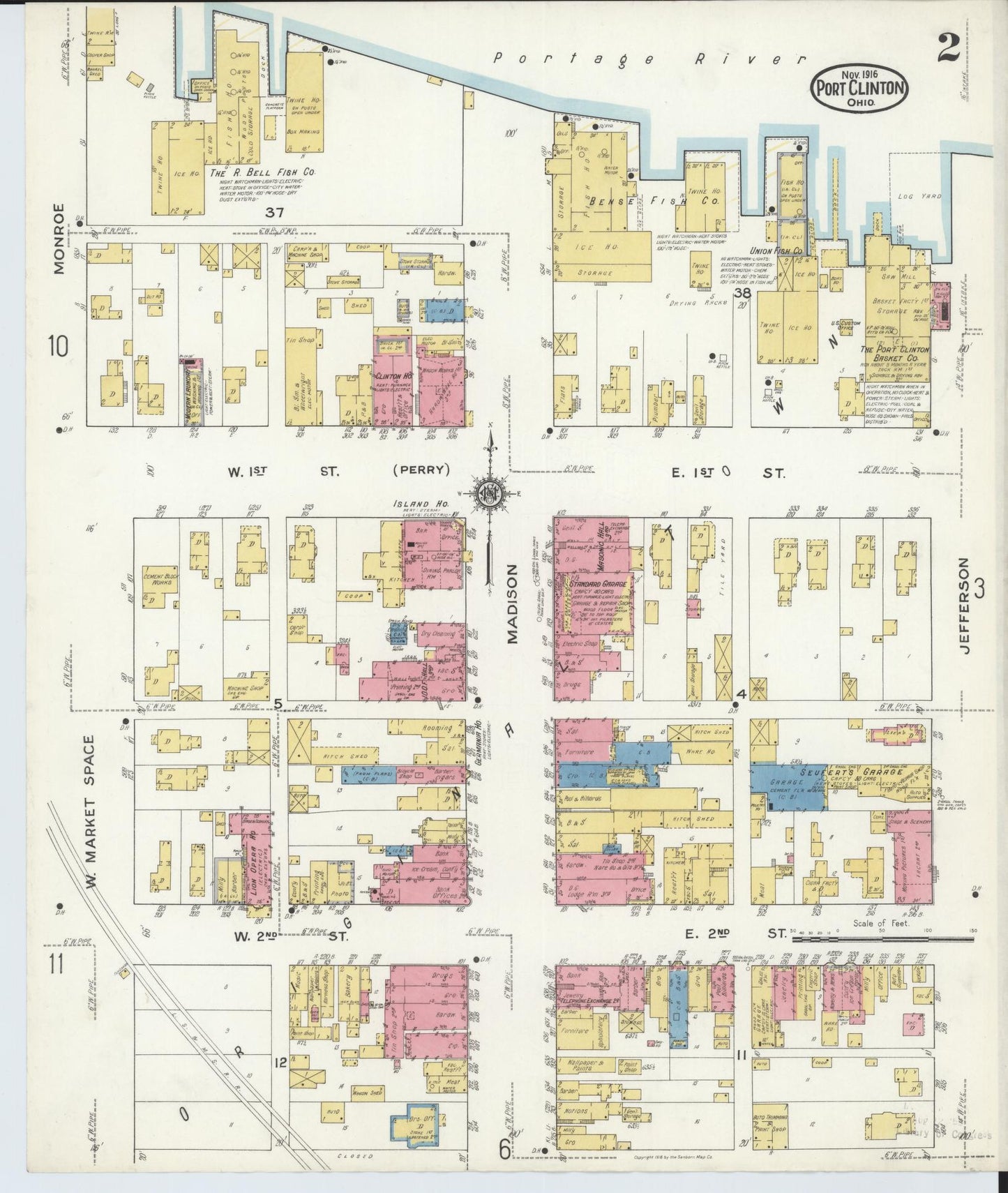 Sanborn Fire Insurance Map from Port Clinton, Ottawa County, Ohio (1916), Sheet #0002 - Complete Map Set gallery image, historic Sanborn map, vintage wall art, Ohio Ohio
