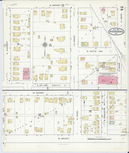 Sanborn Fire Insurance Map from Independence, Jackson County, Missouri (1916), Sheet #0002 - Complete Map Set gallery image, historic Sanborn map, vintage wall art, Missouri Missouri