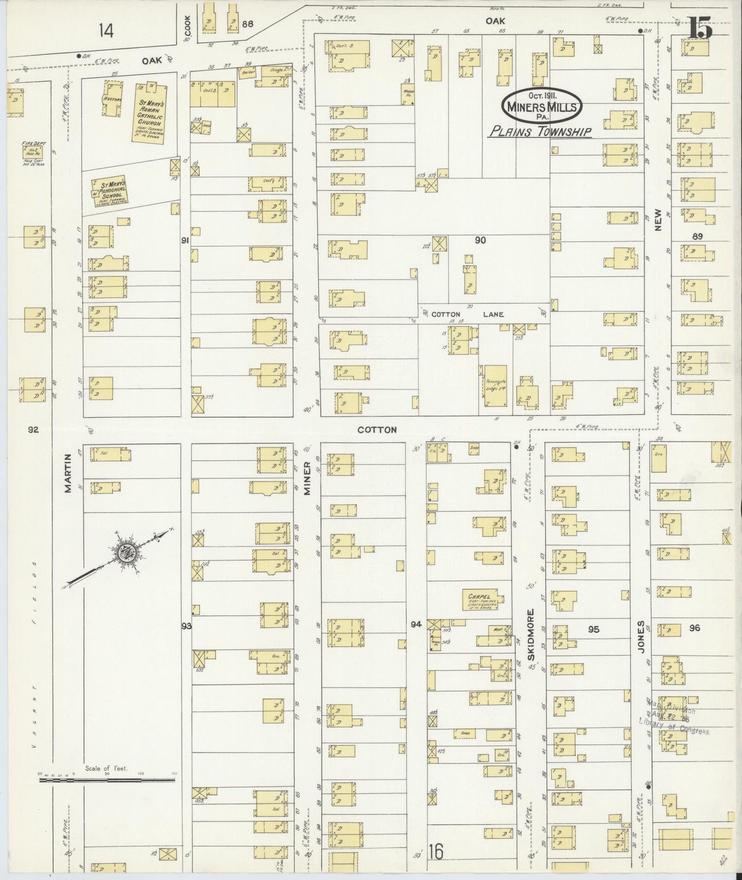 Sanborn Fire Insurance Map from Miners Mills, Luzerne County, Pennsylvania (1911), Sheet #0015 - Complete Map Set gallery image, historic Sanborn map, vintage wall art, Pennsylvania Pennsylvania
