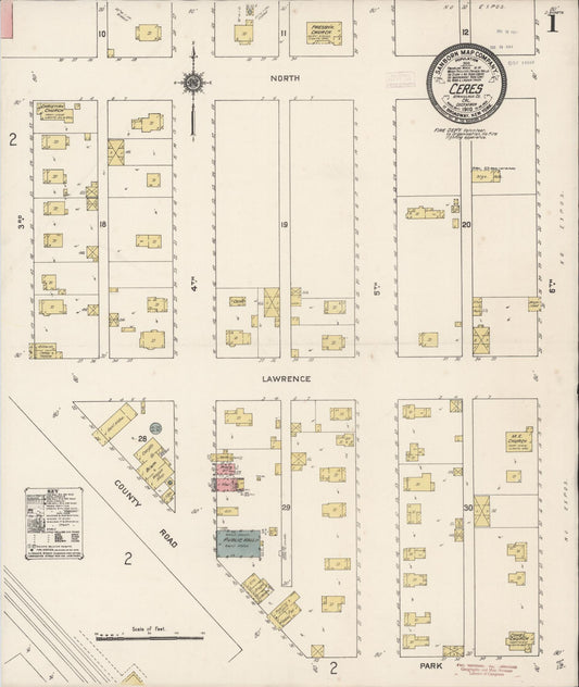 Sanborn Fire Insurance Map from Ceres, Stanislaus County, California (1910), Sheet #0001 - Complete Map Set gallery image, historic Sanborn map, vintage wall art, California California