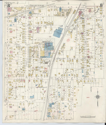 Sanborn Fire Insurance Map from Wilmington, Clinton County, Ohio (1949), Sheet #0008 - Historic Sanborn Fire Insurance Map Print, vintage old map wall art, antique decor, genealogy gift, Ohio Ohio map