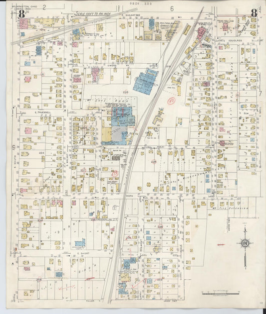 Sanborn Fire Insurance Map from Wilmington, Clinton County, Ohio (1949), Sheet #0008 - Historic Sanborn Fire Insurance Map Print, vintage old map wall art, antique decor, genealogy gift, Ohio Ohio map
