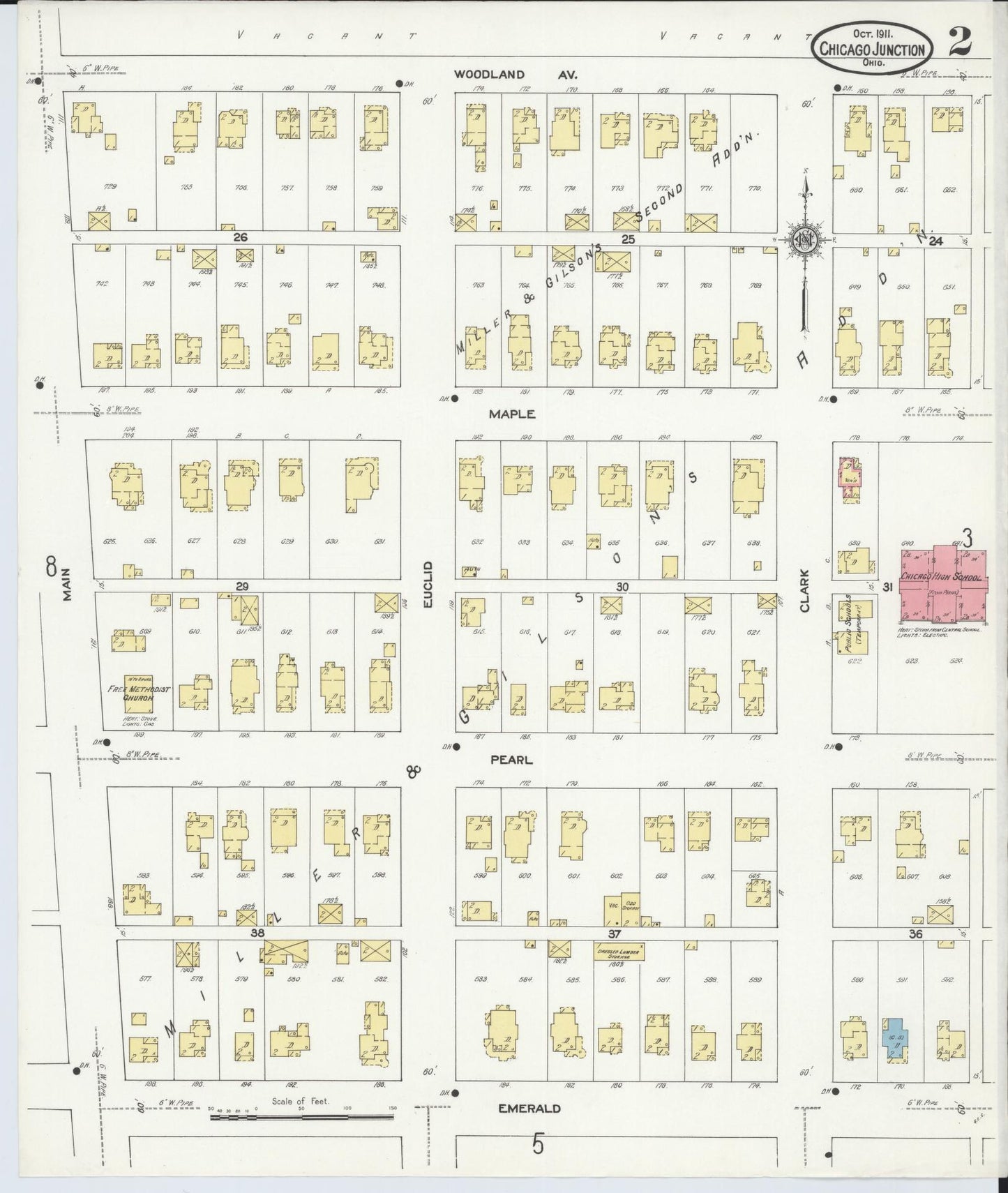 Sanborn Fire Insurance Map from Chicago Junction, Huron County, Ohio (1911), Sheet #0002 - Historic Sanborn Fire Insurance Map Print, vintage old map wall art, antique decor, genealogy gift, Ohio Ohio map