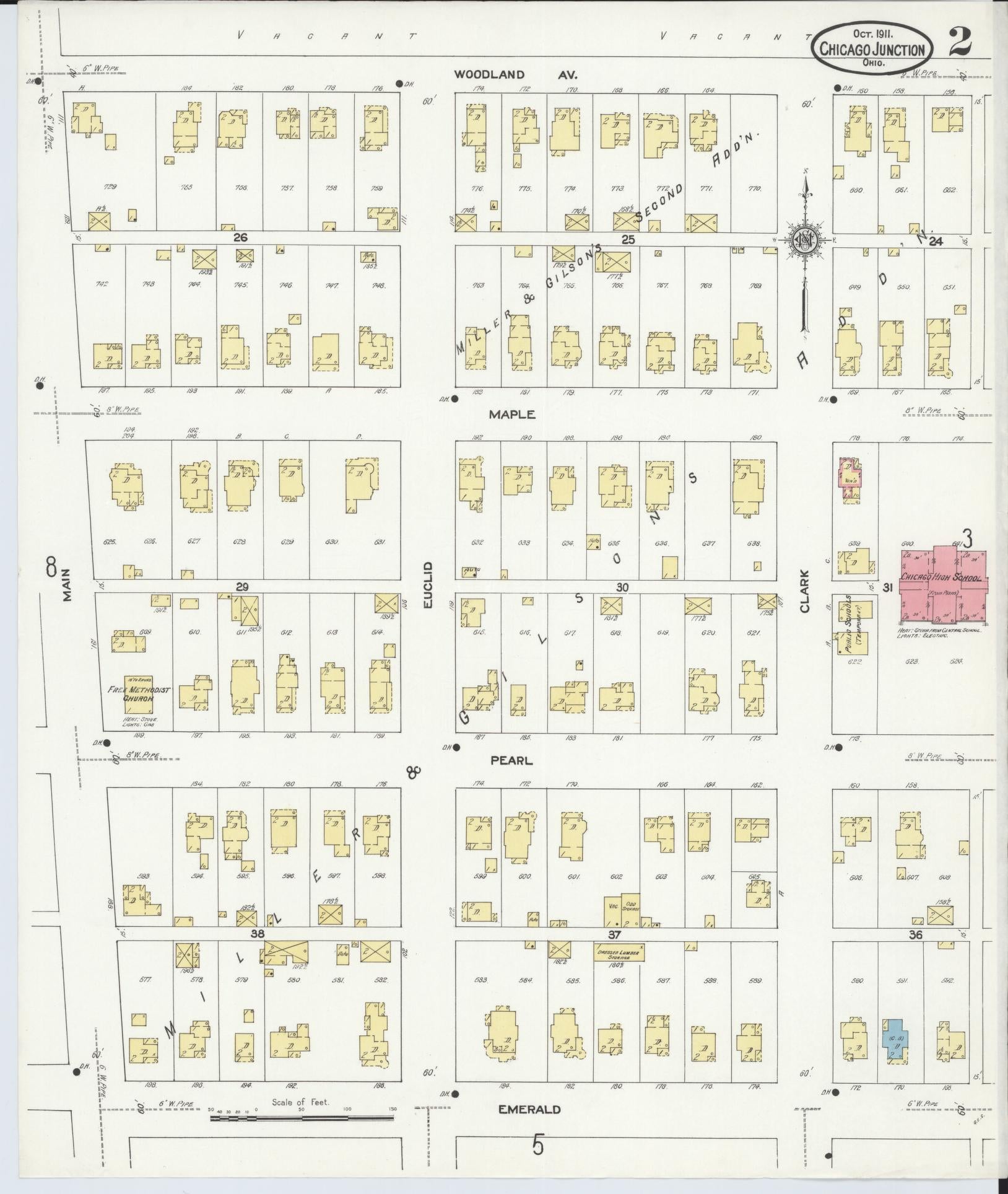 Sanborn Fire Insurance Map from Chicago Junction, Huron County, Ohio (1911), Sheet #0002 - Historic Sanborn Fire Insurance Map Print, vintage old map wall art, antique decor, genealogy gift, Ohio Ohio map
