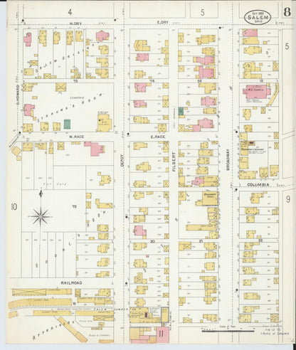 Sanborn Fire Insurance Map from Salem, Columbiana County, Ohio (1903), Sheet #0008 - Historic Sanborn Fire Insurance Map Print, vintage old map wall art, antique decor, genealogy gift, Ohio Ohio map