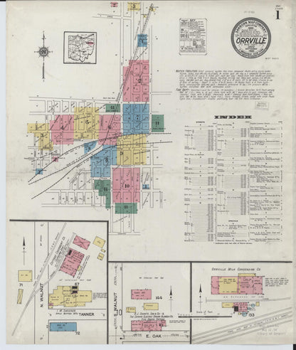 Sanborn Fire Insurance Map from Orrville, Wayne County, Ohio (1920), Sheet #0001 - Complete Map Set gallery image, historic Sanborn map, vintage wall art, Ohio Ohio