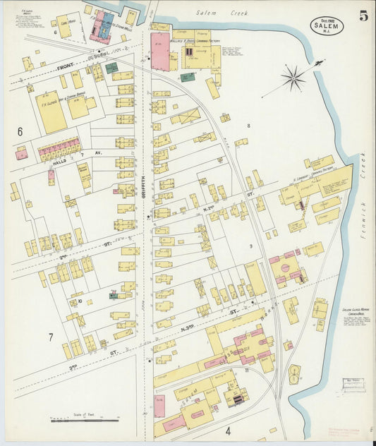 Sanborn Fire Insurance Map from Salem, Salem County, New Jersey (1902), Sheet #0005 - Historic Sanborn Fire Insurance Map Print, vintage old map wall art, antique decor, genealogy gift, New Jersey New Jersey map