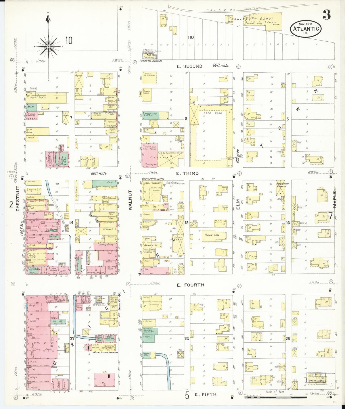 Sanborn Fire Insurance Map from Atlantic, Cass County, Iowa (1908), Sheet #0003 - Historic Sanborn Fire Insurance Map Print