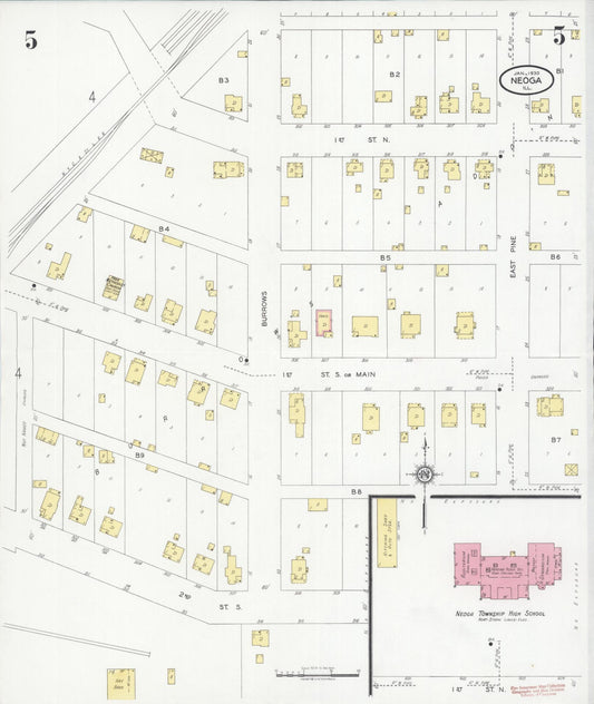 Sanborn Fire Insurance Map from Neoga, Cumberland County, Illinois (1930), Sheet #0005 - Historic Sanborn Fire Insurance Map Print, vintage old map wall art, antique decor, genealogy gift, Illinois Illinois map