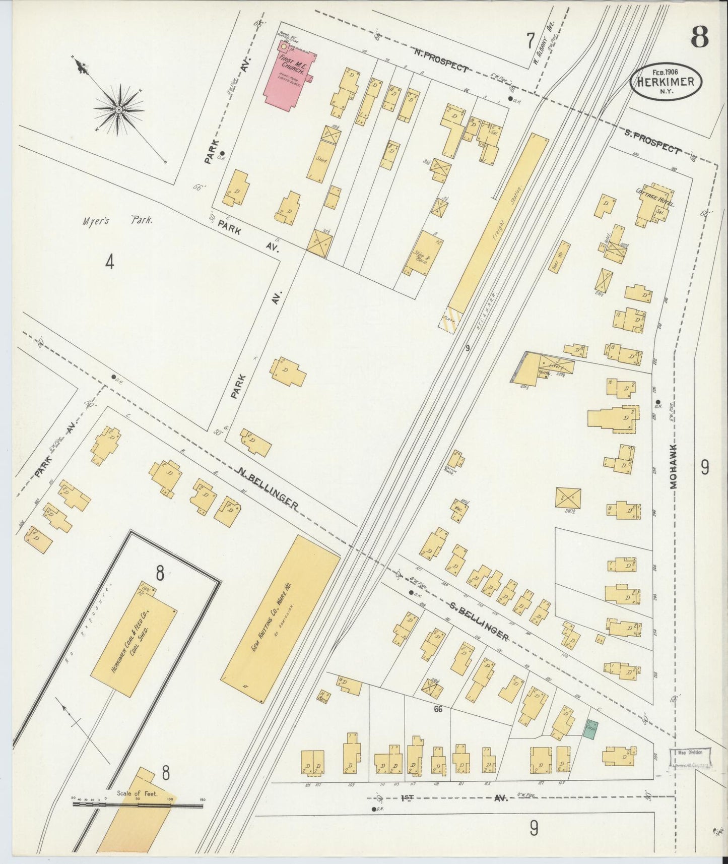 Sanborn Fire Insurance Map from Herkimer, Herkimer County, New York (1906), Sheet #0008 - Complete Map Set gallery image, historic Sanborn map, vintage wall art, New York New York