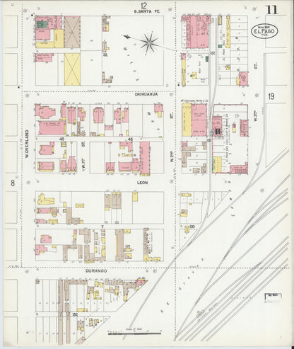 Sanborn Fire Insurance Map from El Paso, El Paso County, Texas (1902), Sheet #0011 - Complete Map Set gallery image, historic Sanborn map, vintage wall art, Texas Texas