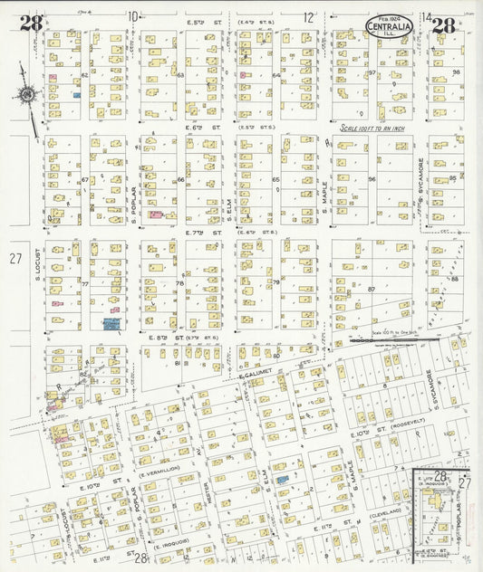 Sanborn Fire Insurance Map from Centralia, Marion, Clinton, Jefferson, and Washington Counties, Illinois (1924), Sheet #0028 - Historic Sanborn Fire Insurance Map Print, vintage old map wall art, antique decor, genealogy gift, Illinois Illinois map