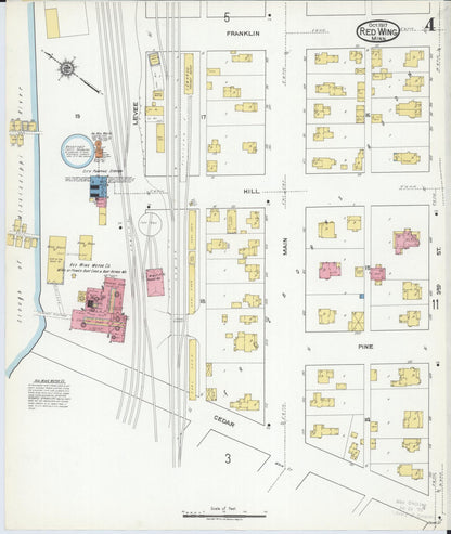 Sanborn Fire Insurance Map from Red Wing, Goodhue County, Minnesota (1917), Sheet #0004 - Complete Map Set gallery image, historic Sanborn map, vintage wall art, Minnesota Minnesota