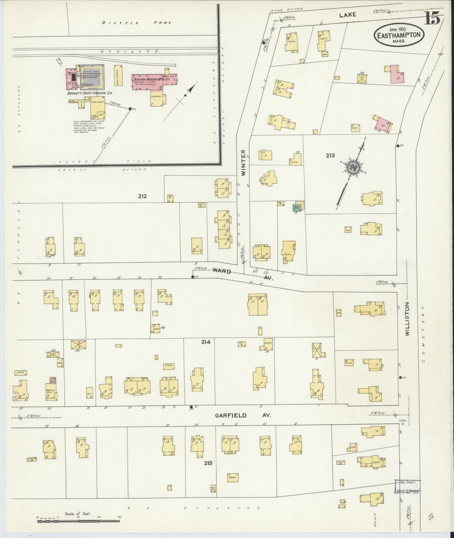 Sanborn Fire Insurance Map from East Hampton, Hampshire County, Massachusetts (1910), Sheet #0015 - Historic Sanborn Fire Insurance Map Print, vintage old map wall art, antique decor, genealogy gift, Massachusetts Massachusetts map