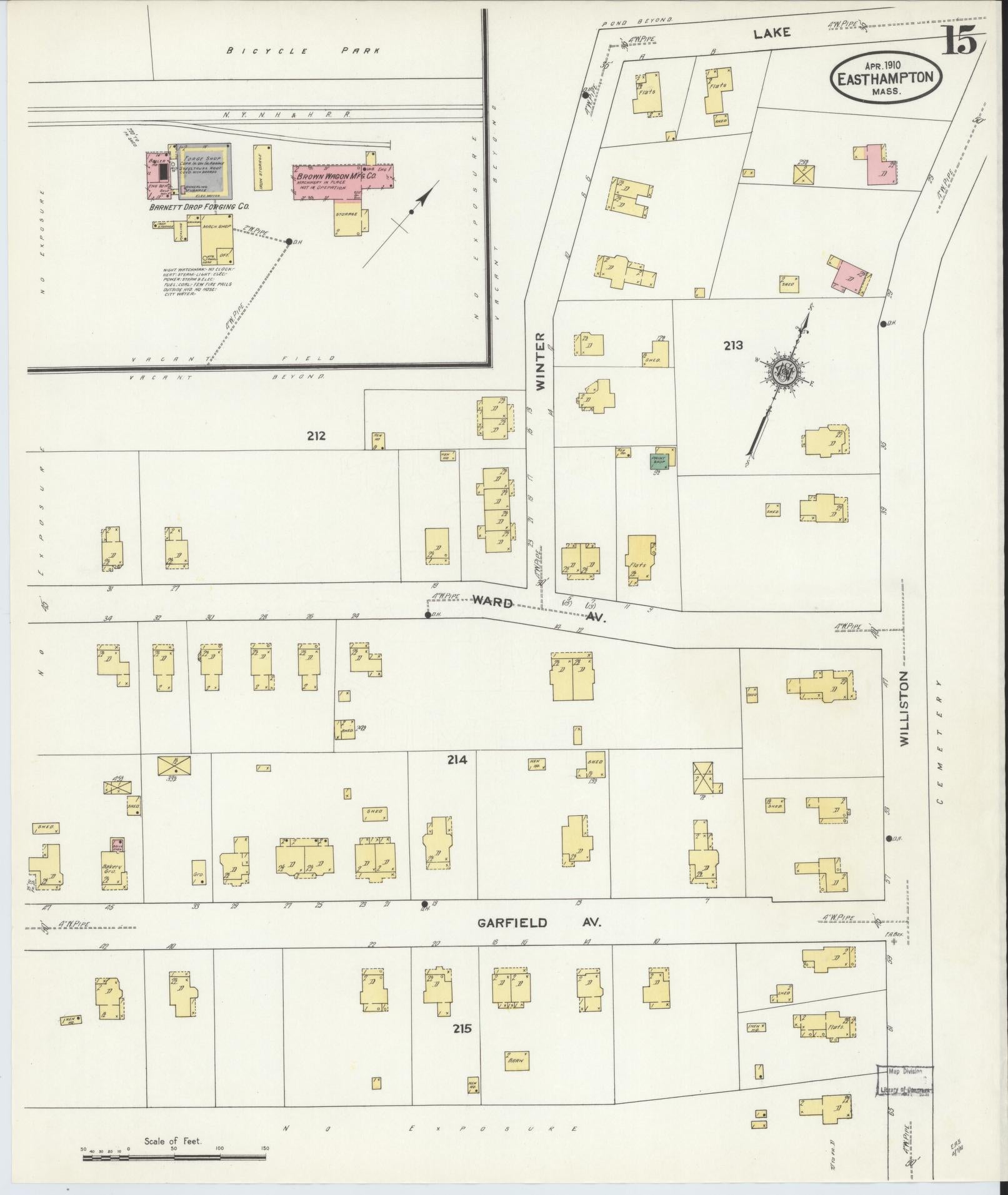 Sanborn Fire Insurance Map from East Hampton, Hampshire County, Massachusetts (1910), Sheet #0015 - Historic Sanborn Fire Insurance Map Print, vintage old map wall art, antique decor, genealogy gift, Massachusetts Massachusetts map
