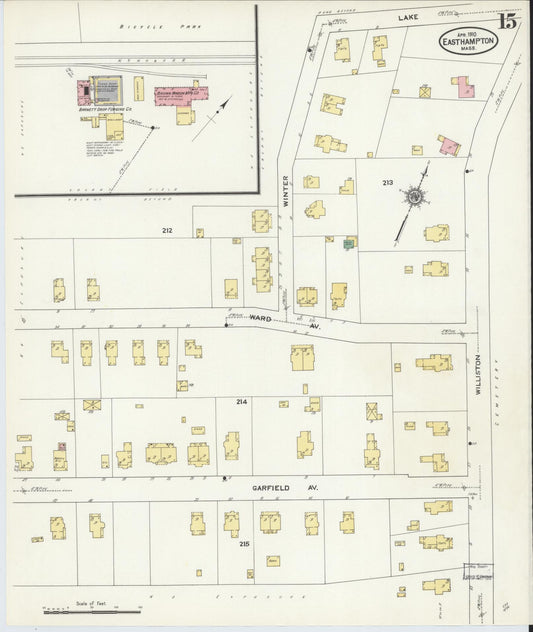 Sanborn Fire Insurance Map from East Hampton, Hampshire County, Massachusetts (1910), Sheet #0015 - Historic Sanborn Fire Insurance Map Print, vintage old map wall art, antique decor, genealogy gift, Massachusetts Massachusetts map