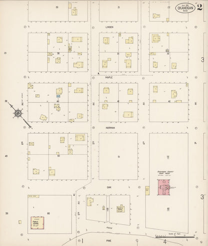 Sanborn Fire Insurance Map from Okanogan, Okanogan County, Washington (1915), Sheet #0002 - Complete Map Set gallery image, historic Sanborn map, vintage wall art, Washington Washington