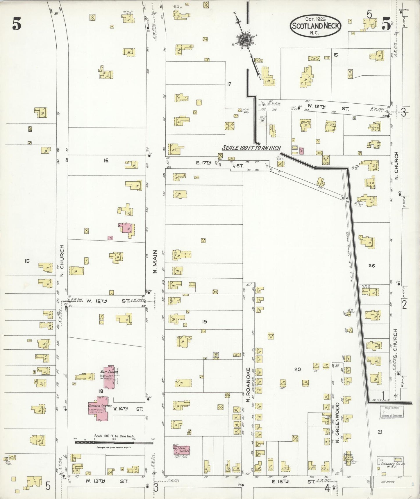 Sanborn Fire Insurance Map from Scotland Neck, Halifax County, North Carolina (1923), Sheet #0005 - Complete Map Set gallery image, historic Sanborn map, vintage wall art, North Carolina North Carolina