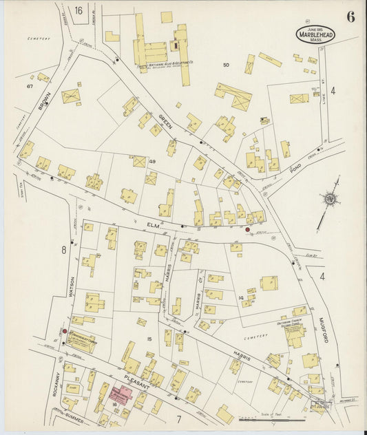 Sanborn Fire Insurance Map from Marblehead, Essex County, Massachusetts (1915), Sheet #0006 - Historic Sanborn Fire Insurance Map Print, vintage old map wall art, antique decor, genealogy gift, Massachusetts Massachusetts map