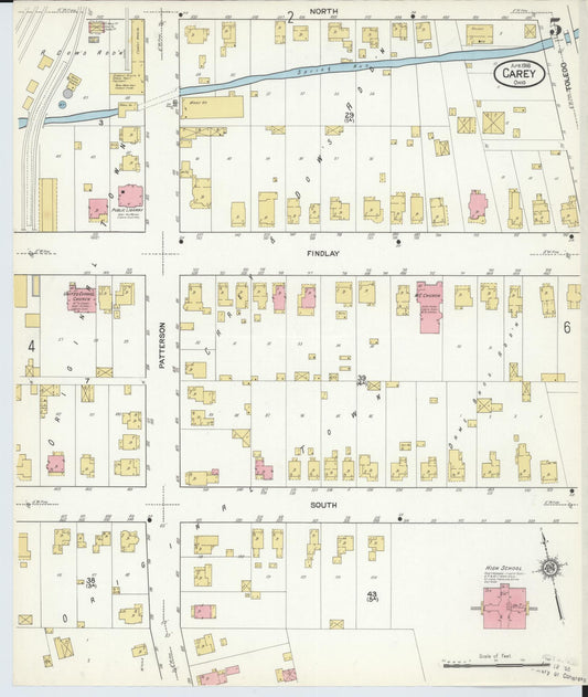 Sanborn Fire Insurance Map from Carey, Wyandot County, Ohio (1916), Sheet #0005 - Historic Sanborn Fire Insurance Map Print, vintage old map wall art, antique decor, genealogy gift, Ohio Ohio map