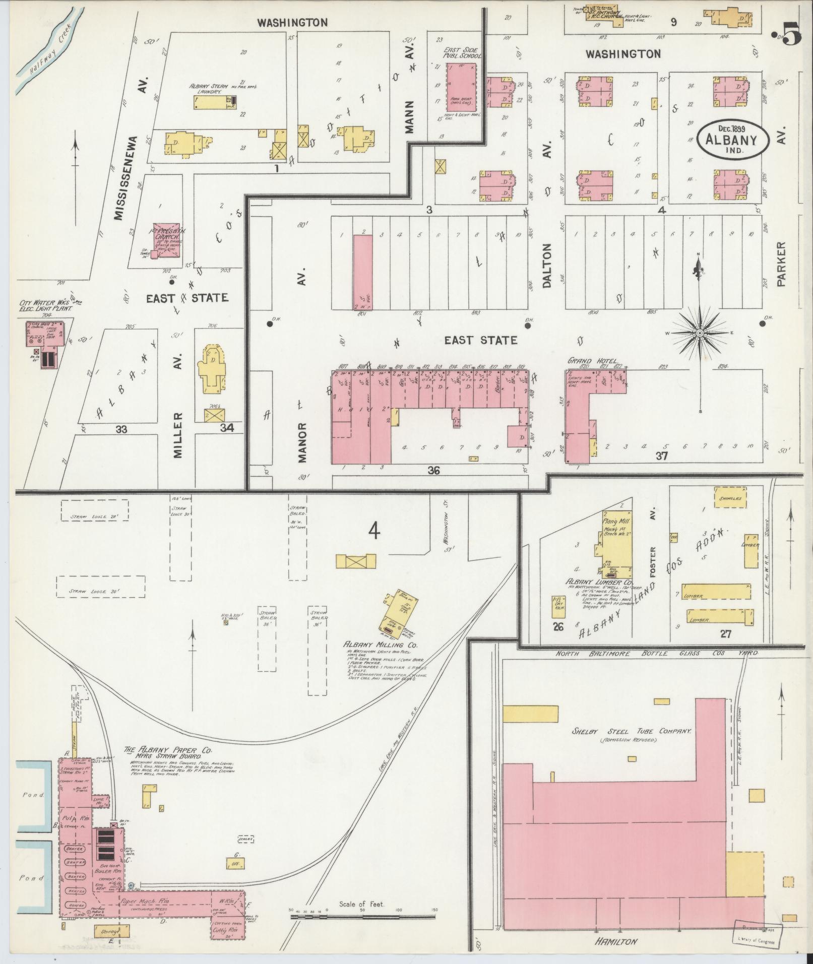Sanborn Fire Insurance Map from Albany, Delaware County, Indiana (1899), Sheet #0005 - Complete Map Set gallery image, historic Sanborn map, vintage wall art, Albany Delaware