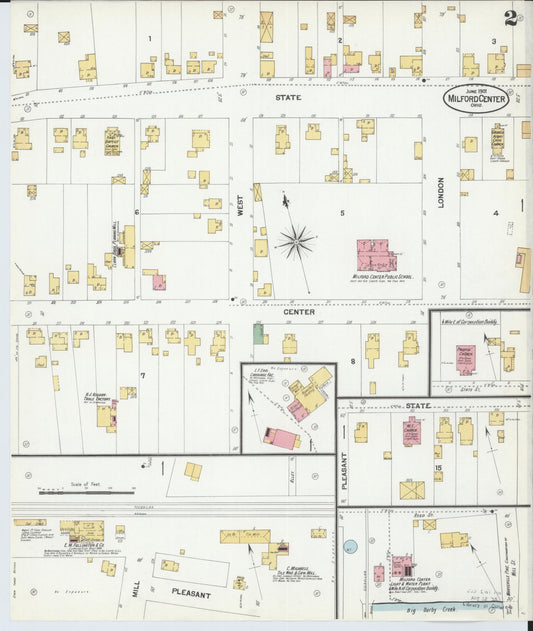 Sanborn Fire Insurance Map from Milford Center, Union County, Ohio (1901), Sheet #0002 - Historic Sanborn Fire Insurance Map Print, vintage old map wall art, antique decor, genealogy gift, Ohio Ohio map