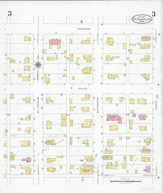 Sanborn Fire Insurance Map from Saint Charles, Winona County, Minnesota (1927), Sheet #0003 - Historic Sanborn Fire Insurance Map Print, vintage old map wall art, antique decor, genealogy gift, Minnesota Minnesota map