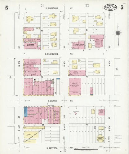 Sanborn Fire Insurance Map from Ponca City, Kay County, Oklahoma (1925), Sheet #0005 - Complete Map Set gallery image, historic Sanborn map, vintage wall art, Oklahoma Oklahoma