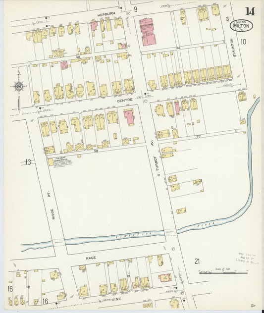 Sanborn Fire Insurance Map from Milton, Northumberland County, Pennsylvania (1913), Sheet #0014 - Historic Sanborn Fire Insurance Map Print, vintage old map wall art, antique decor, genealogy gift, Pennsylvania Pennsylvania map