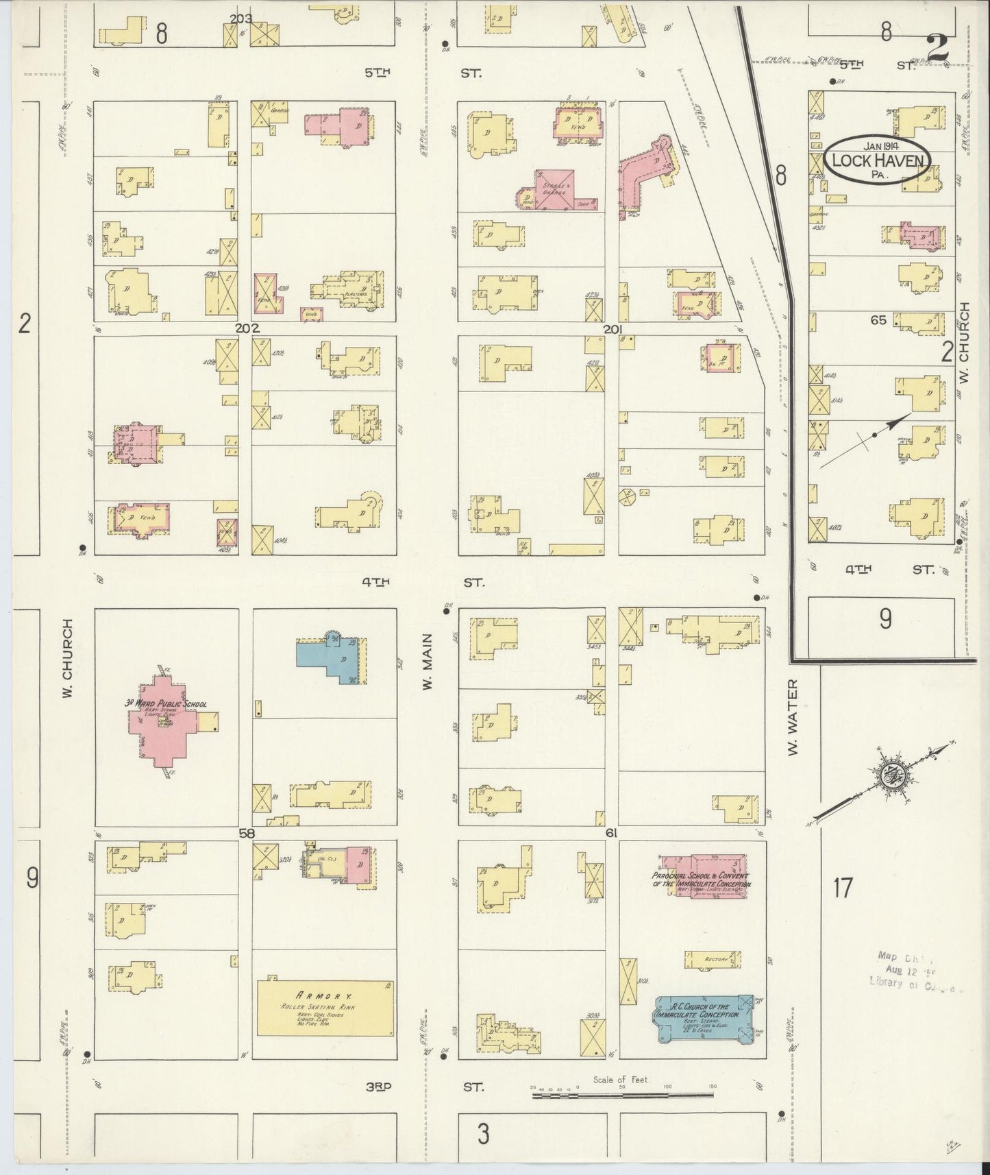 Sanborn Fire Insurance Map from Lock Haven, Clinton County, Pennsylvania (1914), Sheet #0002 - Complete Map Set gallery image, historic Sanborn map, vintage wall art, Pennsylvania Pennsylvania