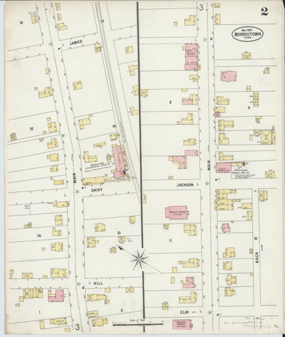 Sanborn Fire Insurance Map from Morristown, Hamblen County, Tennessee (1897), Sheet #0002 - Complete Map Set gallery image, historic Sanborn map, vintage wall art, Tennessee Tennessee