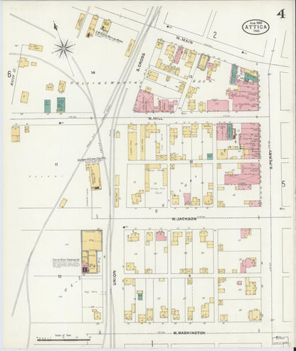Sanborn Fire Insurance Map from Attica, Fountain County, Indiana (1905), Sheet #0004 - Historic Sanborn Fire Insurance Map Print, vintage old map wall art, antique decor, genealogy gift, Indiana Indiana map
