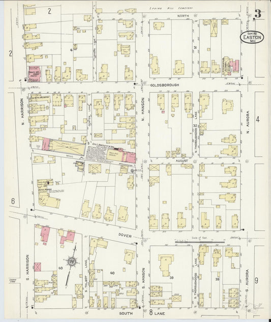 Talbot, Maryland - 1912 - Sanborn Fire Insurance Map, Sheet #0003 - Historic Sanborn Fire Insurance Map Print, Talbot Maryland 1912 0003 vintage old map wall art