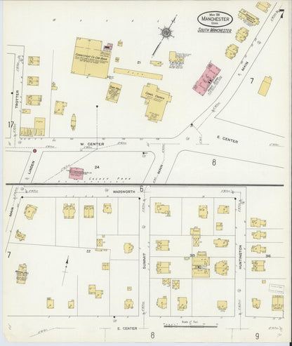 Sanborn Fire Insurance Map from Manchester, Hartford County, Connecticut (1911), Sheet #0007 - Complete Map Set gallery image, historic Sanborn map, vintage wall art, Connecticut Connecticut