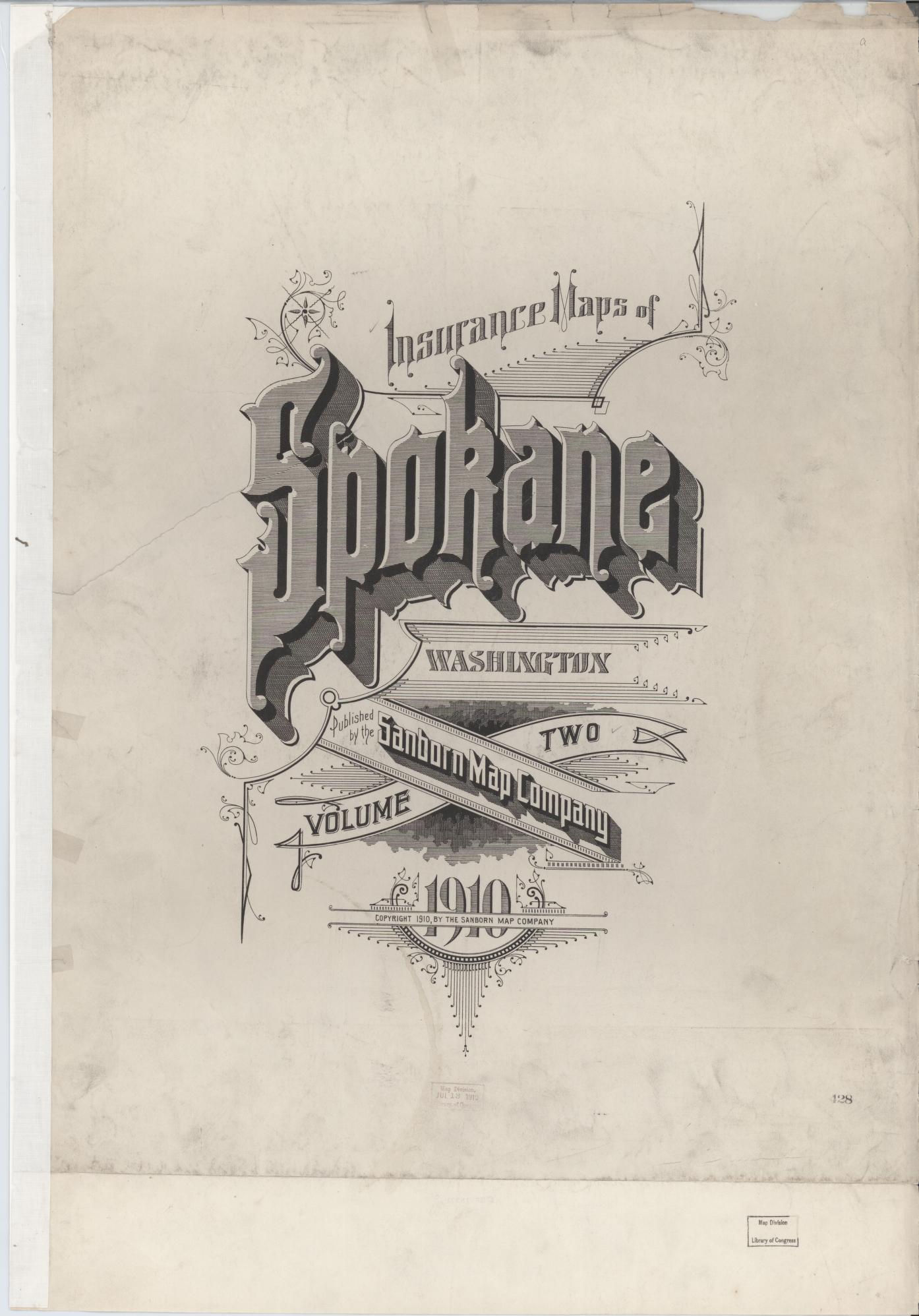 Sanborn Fire Insurance Map from Spokane, Spokane County, Washington (1910), Sheet #0001 - Complete Map Set gallery image, historic Sanborn map, vintage wall art, Washington Washington