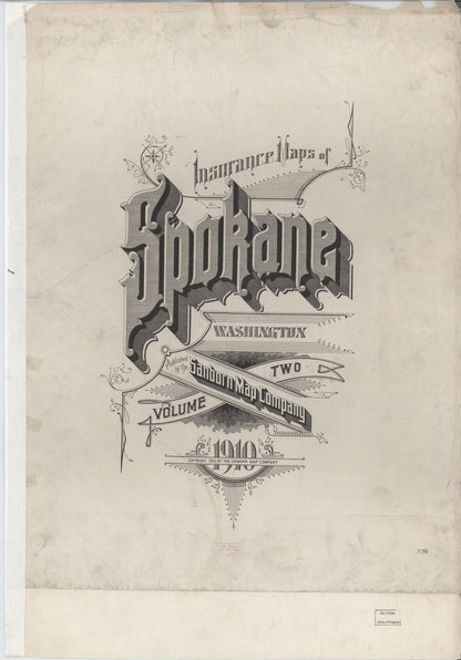 Sanborn Fire Insurance Map from Spokane, Spokane County, Washington (1910), Sheet #0001 - Complete Map Set gallery image, historic Sanborn map, vintage wall art, Washington Washington