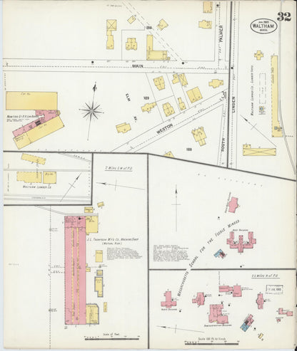 Sanborn Fire Insurance Map from Waltham, Middlesex County, Massachusetts (1903), Sheet #0032 - Complete Map Set gallery image, historic Sanborn map, vintage wall art, Massachusetts Massachusetts