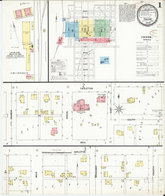 Sanborn Fire Insurance Map from Toledo, Tama County, Iowa (1899), Sheet #0001 - Historic Sanborn Fire Insurance Map Print, vintage old map wall art