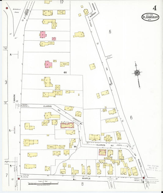 Sanborn Fire Insurance Map from Saint Johnsbury, Caledonia County, Vermont (1919), Sheet #0004 - Historic Sanborn Fire Insurance Map Print, vintage old map wall art, antique decor, genealogy gift, Vermont Vermont map