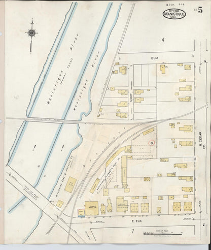 Sanborn Fire Insurance Map from Manistique, Schoolcraft County, Michigan (1950), Sheet #0005 - Complete Map Set gallery image, historic Sanborn map, vintage wall art, Michigan Michigan