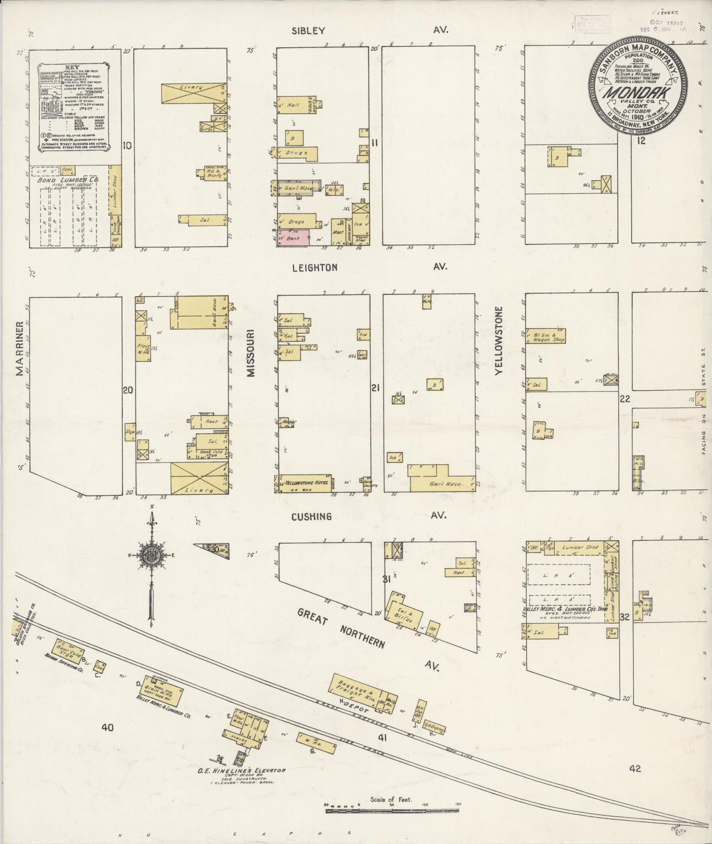 Sanborn Fire Insurance Map from Mondak, Valley County, Montana. (1910) – Historic Sanborn Fire Insurance Map Print