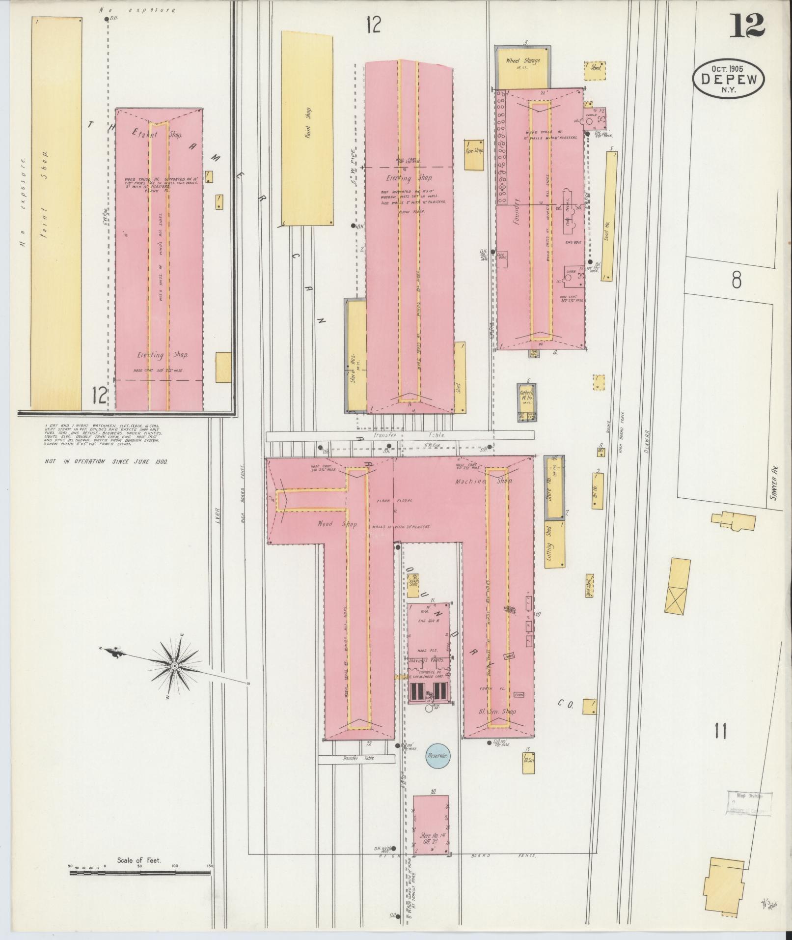 Sanborn Fire Insurance Map from Depew, Erie County, New York (1905), Sheet #0012 - Historic Sanborn Fire Insurance Map Print, vintage old map wall art, antique decor, genealogy gift, New York New York map