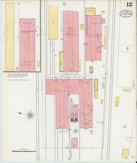 Sanborn Fire Insurance Map from Depew, Erie County, New York (1905), Sheet #0012 - Historic Sanborn Fire Insurance Map Print, vintage old map wall art, antique decor, genealogy gift, New York New York map