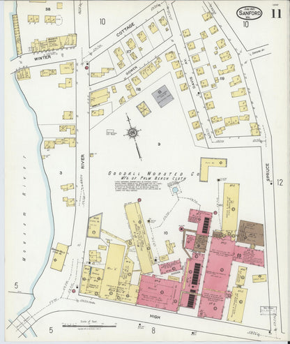 Sanborn Fire Insurance Map from Sanford, York County, Maine (1921), Sheet #0011 - Complete Map Set gallery image, historic Sanborn map, vintage wall art, Maine Maine