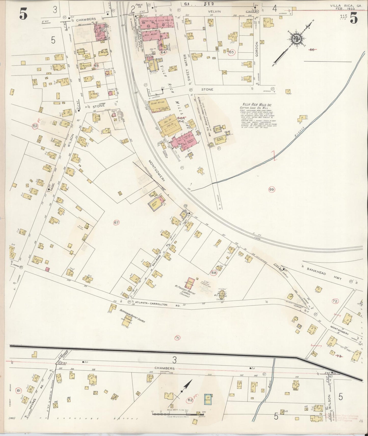 Sanborn Fire Insurance Map from Villa Rica, Carroll County, Georgia (1944), Sheet #0005 - Complete Map Set gallery image, historic Sanborn map, vintage wall art, Georgia Georgia