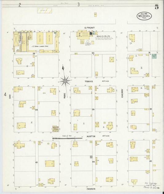 Sanborn Fire Insurance Map from Merkel, Taylor County, Texas (1908), Sheet #0005 - Historic Sanborn Fire Insurance Map Print, vintage old map wall art, antique decor, genealogy gift, Texas Texas map